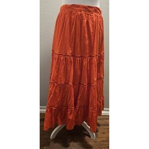 J.CREW Tierd Midi Skirt Women's Small Pull On Orange Minimalist Vacation Gypsy